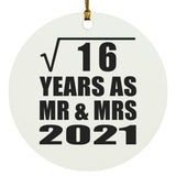 4th Anniversary Square Root of 16 Years As Mr & Mrs 2021 - Circle Ornament