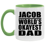 Jacob World's Okayest Dad - 11oz Accent Mug Green