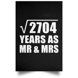 52nd Anniversary Square Root of 2704 Years As Mr & Mrs - Poster Portrait