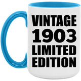 121st Birthday Vintage 1903 Limited Edition - 15oz Accent Mug Blue