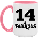 14th Birthday 14 & Fabulous - 15oz Accent Mug Pink