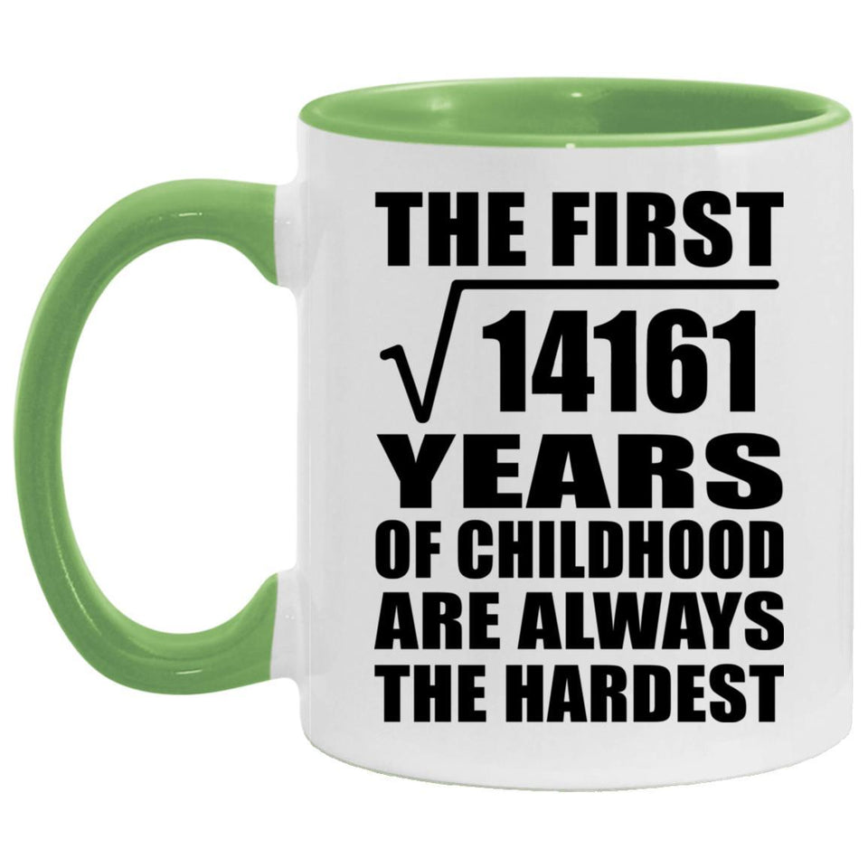 119th Birthday Square Root of 14161 Years of Childhood - 11oz Accent Mug Green