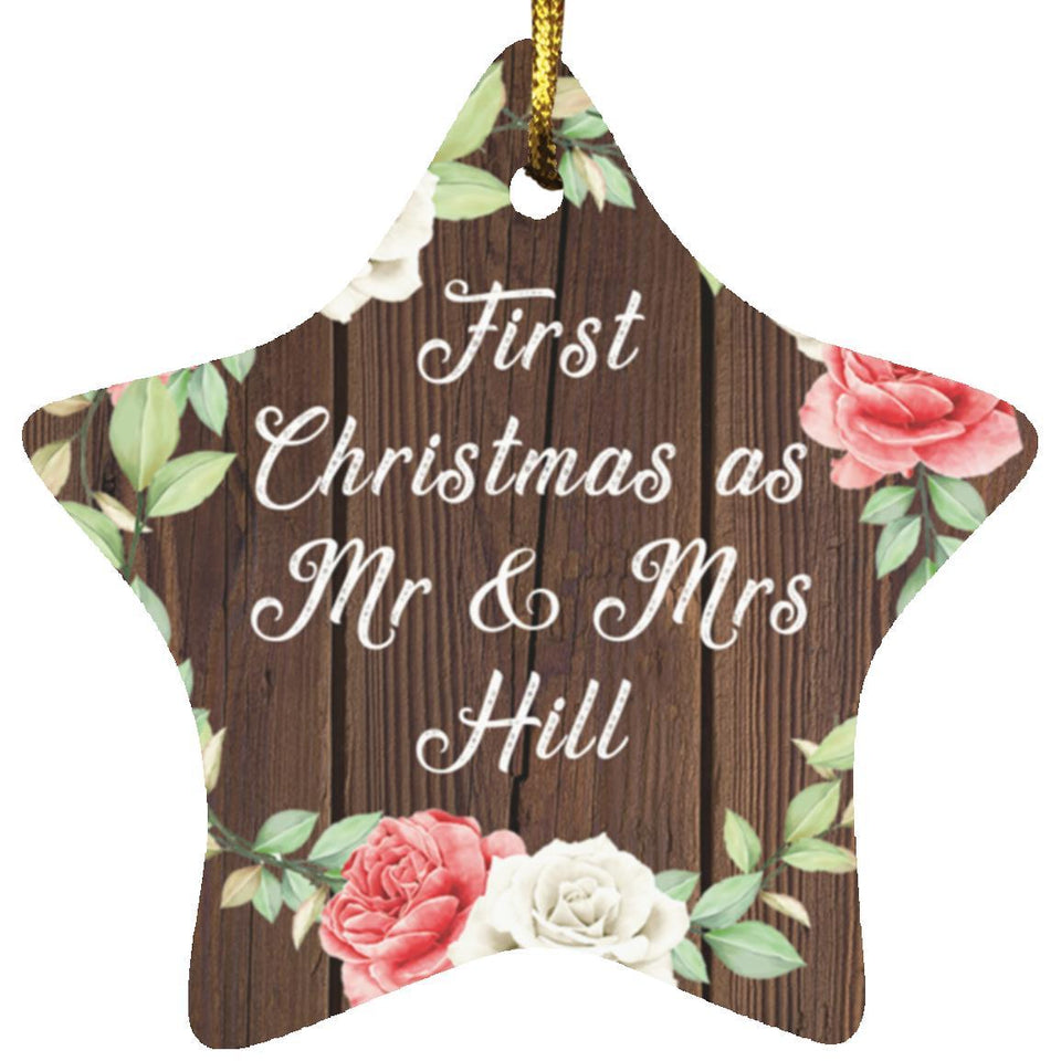 First Christmas As Mr & Mrs Hill - Star Ornament A