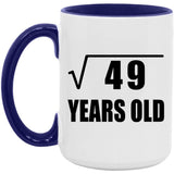 7th Birthday Square Root of 49 Years Old - 15oz Accent Mug Purple