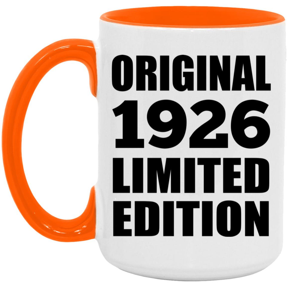 98th Birthday Original 1926 Limited Edition - 15oz Accent Mug Orange