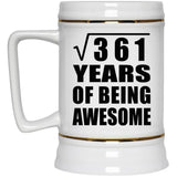 19th Birthday Square Root of 361 Years of Being Awesome - Beer Stein