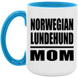 Norwegian Lundehund Mom - 15oz Accent Mug Blue