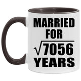 84th Anniversary Married For Square Root of 7056 Years - 11oz Accent Mug Black