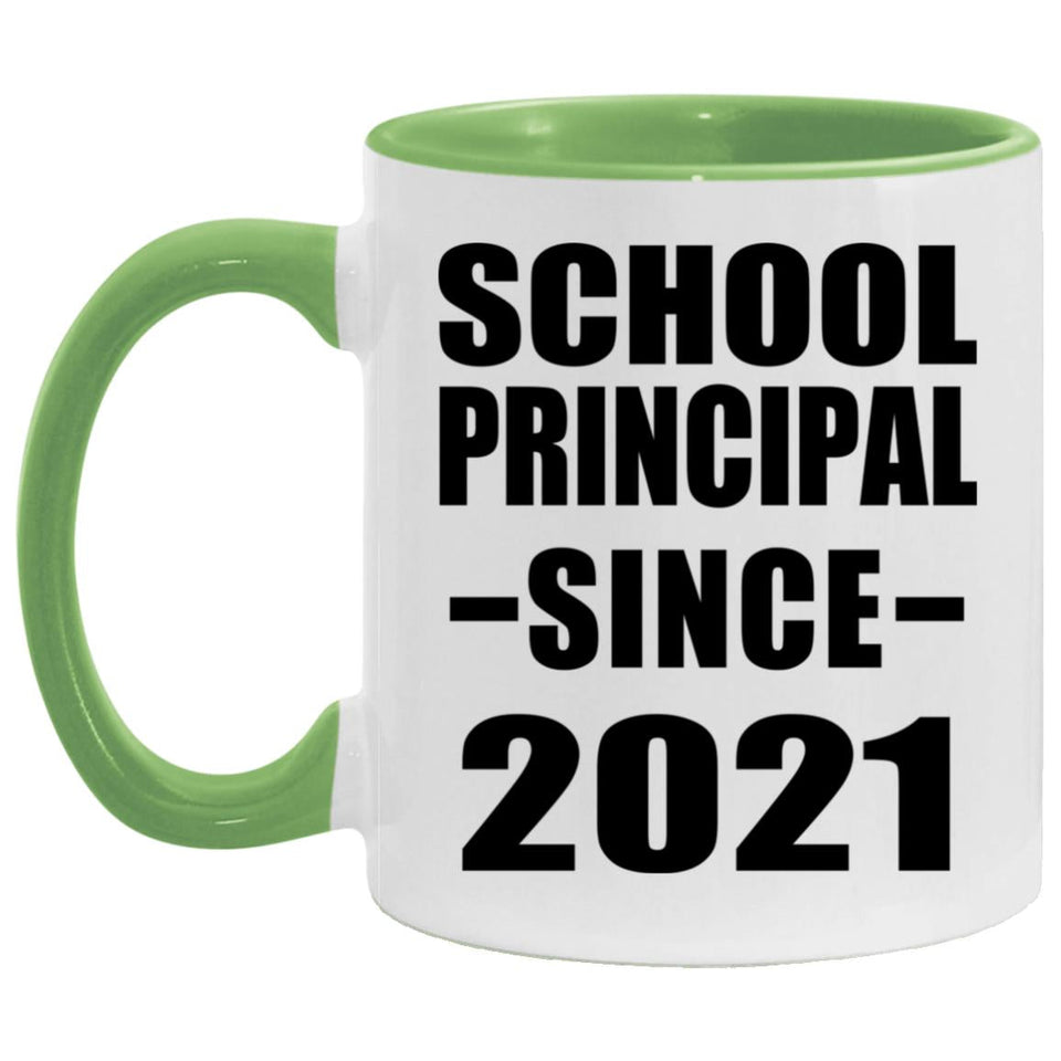 School Principal Since 2021 - 11oz Accent Mug Green
