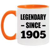 119th Birthday Legendary Since 1905 - 11oz Accent Mug Orange