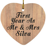 First Year As Mr & Mrs Silva - Heart Ornament C
