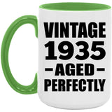 89th Birthday Vintage 1935 Aged Perfectly - 15oz Accent Mug Green