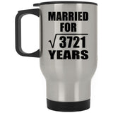61st Anniversary Married For Square Root of 3721 Years - Silver Travel Mug