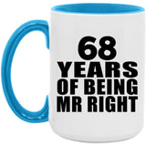 68th Anniversary 68 Years Of Being Mr Right - 15oz Accent Mug Blue