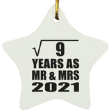 3rd Anniversary Square Root of 9 Years As Mr & Mrs 2021 - Star Ornament
