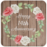 Happy 14th Anniversary - Drink Coaster B