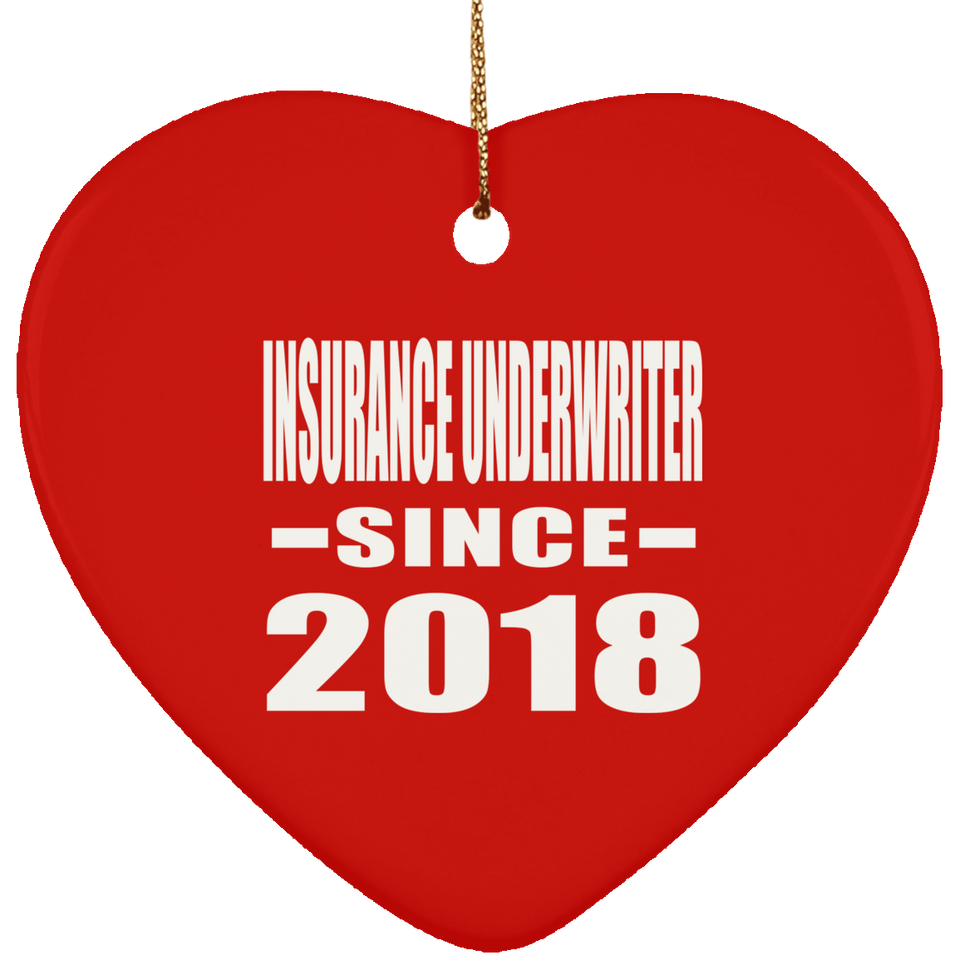 Insurance Underwriter Since 2018 - Heart Ornament