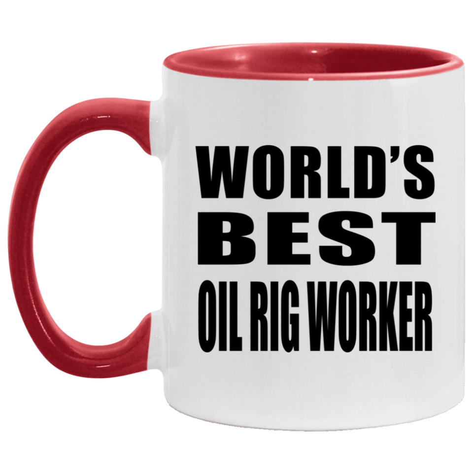 World's Best Oil Rig Worker - 11oz Accent Mug Red