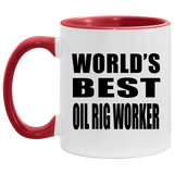 World's Best Oil Rig Worker - 11oz Accent Mug Red