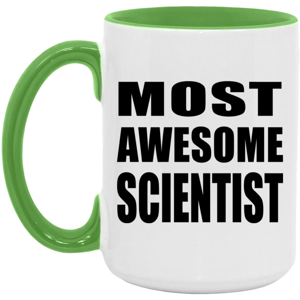Most Awesome Scientist - 15oz Accent Mug Green