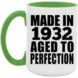92nd Birthday Made In 1932 Aged to Perfection - 15oz Accent Mug Green