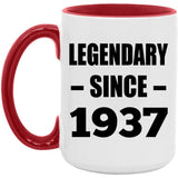87th Birthday Legendary Since 1937 - 15oz Accent Mug Red