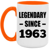 61st Birthday Legendary Since 1963 - 15oz Accent Mug Orange