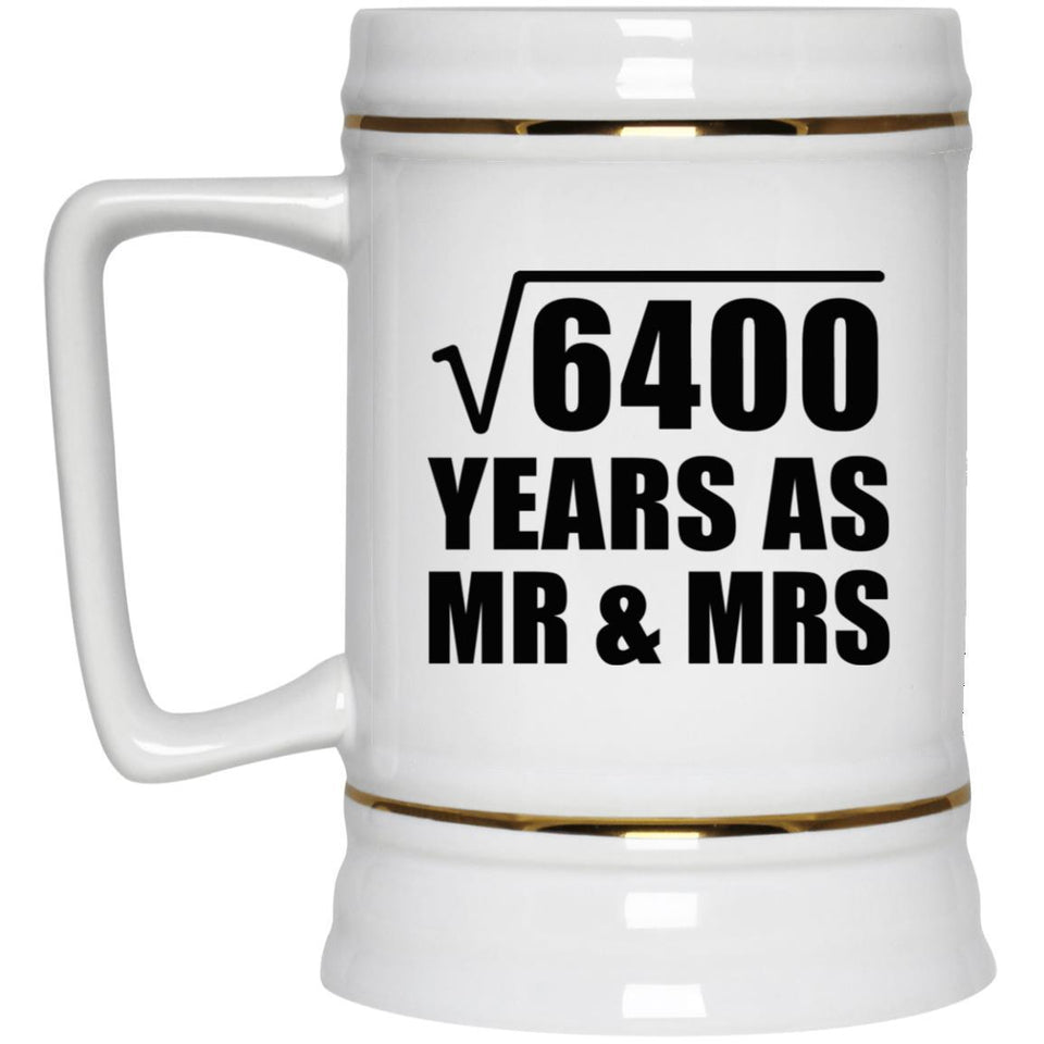 80th Anniversary Square Root of 6400 Years As Mr & Mrs - Beer Stein