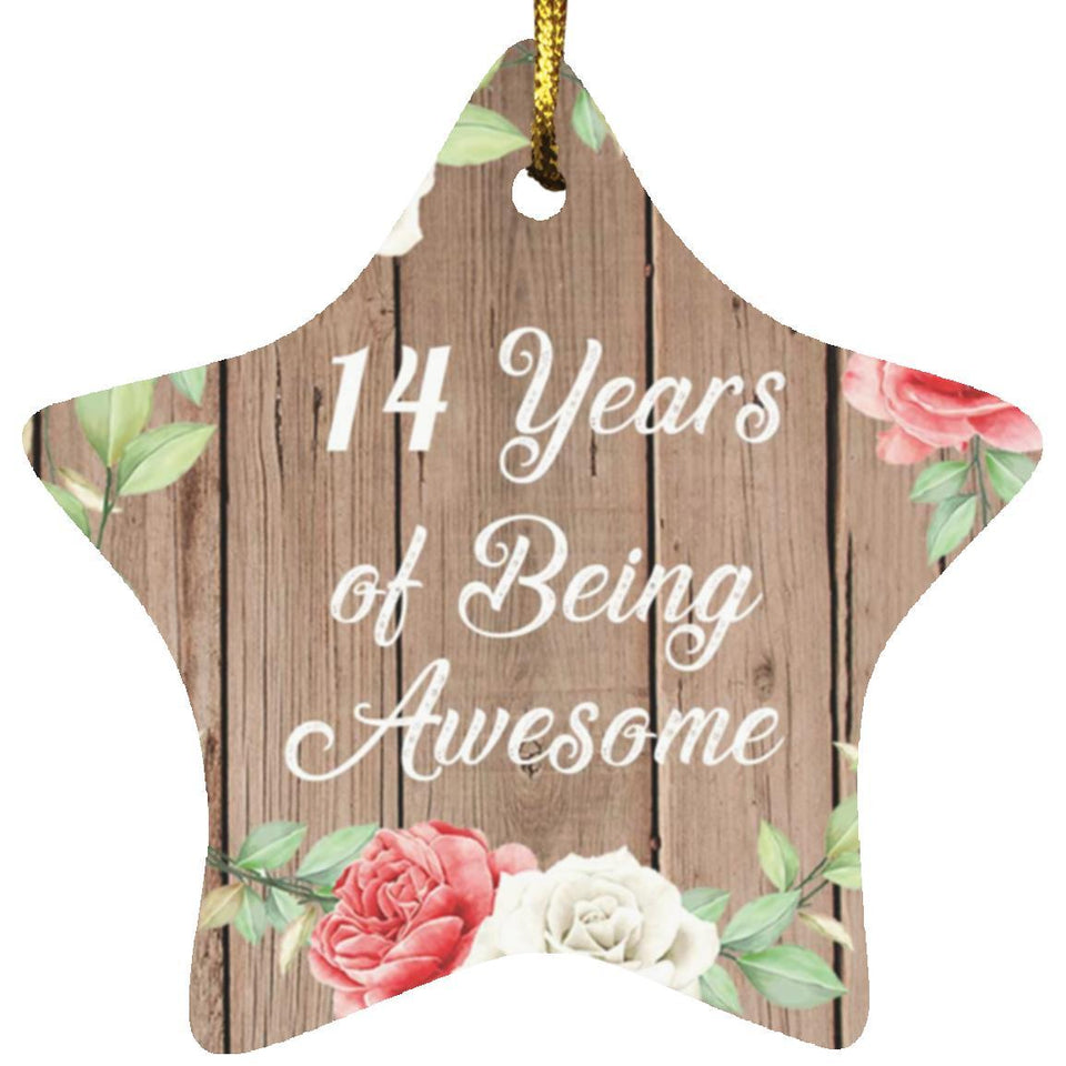 14th Birthday 14 Years Of Being Awesome - Star Ornament B