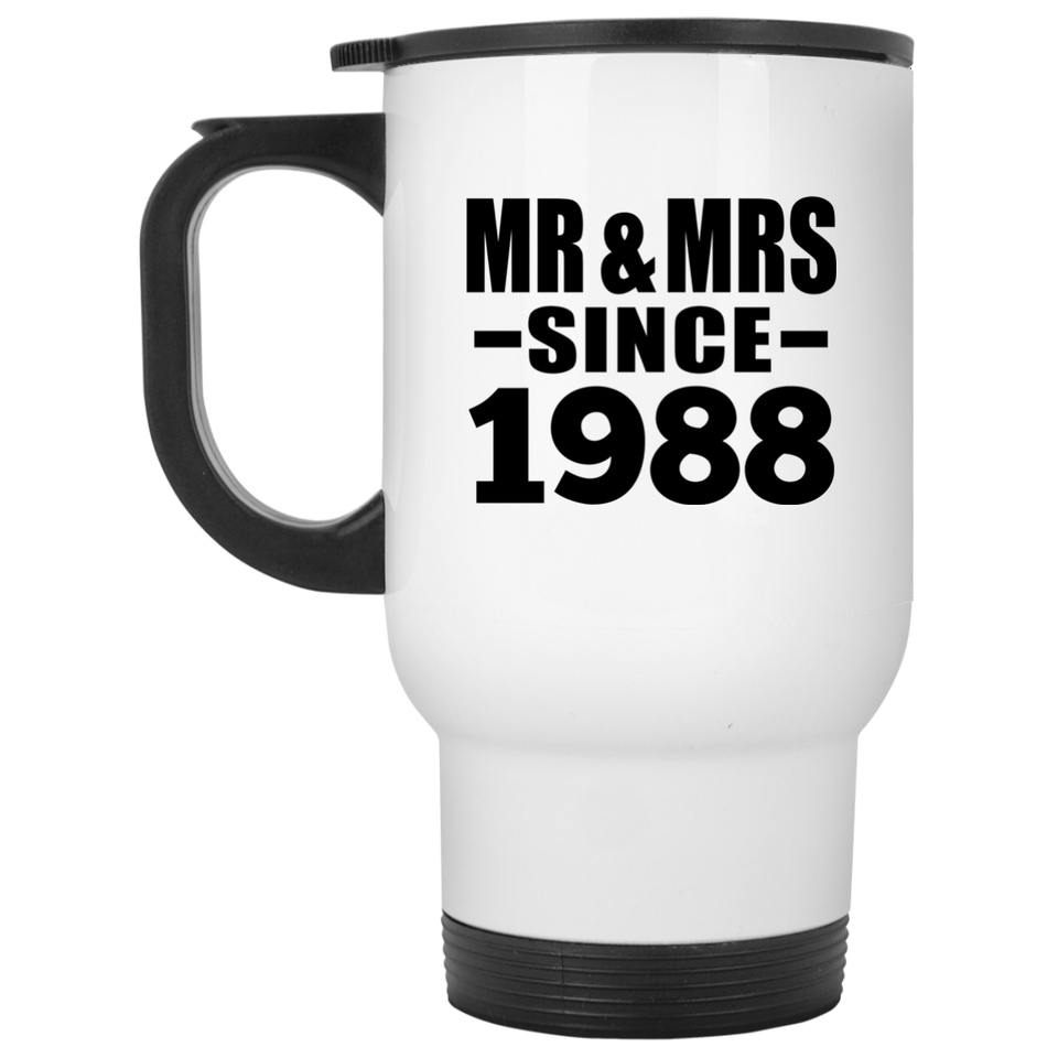36th Anniversary Mr & Mrs Since 1988 - White Travel Mug