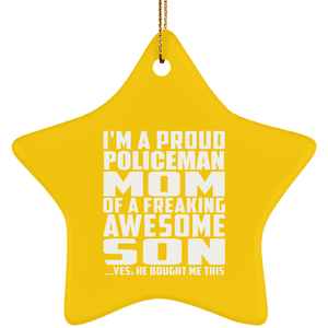 Proud Policeman Mom Of Awesome Son - Star Ornament