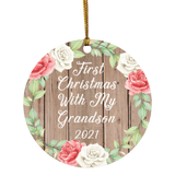 First Christmas With My Grandson 2021 - Circle Ornament B