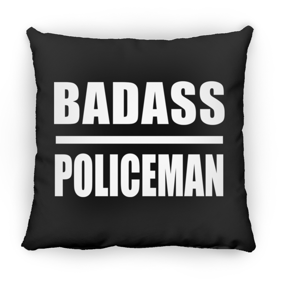 Badass Policeman - Throw Pillow Black
