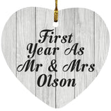 First Year As Mr & Mrs Olson - Heart Ornament F