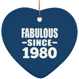 44th Birthday Fabulous Since 1980 - Heart Ornament