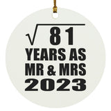 9th Anniversary Square Root of 81 Years As Mr & Mrs 2023 - Circle Ornament