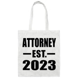 Attorney Established EST. 2023 - Tote Bag White