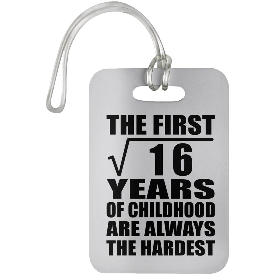 4th Birthday Square Root of 16 Years of Childhood - Luggage Bag Tag