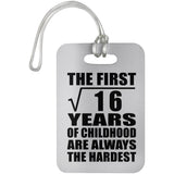 4th Birthday Square Root of 16 Years of Childhood - Luggage Bag Tag