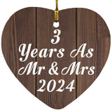 3rd Anniversary 3 Years As Mr & Mrs 2024 - Heart Ornament D