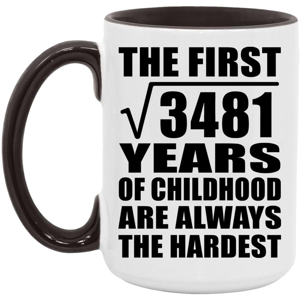 59th Birthday Square Root of 3481 Years of Childhood - 15oz Accent Mug Black