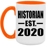 Historian Established EST. 2020 - 15oz Accent Mug Orange