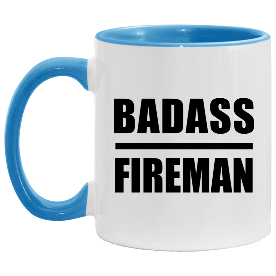 Badass Fireman - 11oz Accent Mug Blue