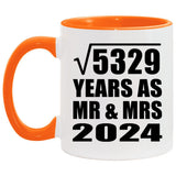 73rd Anniversary Square Root of 5329 Years As Mr & Mrs 2024 - 11oz Accent Mug Orange
