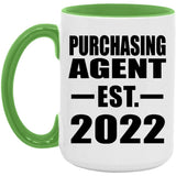 Purchasing Agent Established EST. 2022 - 15oz Accent Mug Green