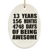 13th Birthday 13 Years 156 Months 4748 Days Of Awesome - Oval Ornament
