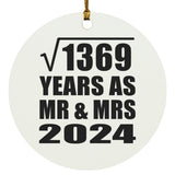 37th Anniversary Square Root of 1369 Years As Mr & Mrs 2024 - Circle Ornament