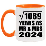 33rd Anniversary Square Root of 1089 Years As Mr & Mrs 2024 - 11oz Accent Mug Orange