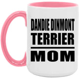 Dandie Dinmont Terrier Mom - 15oz Accent Mug Pink