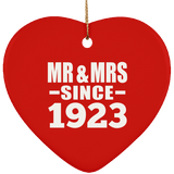 101st Anniversary Mr & Mrs Since 1923 - Heart Ornament